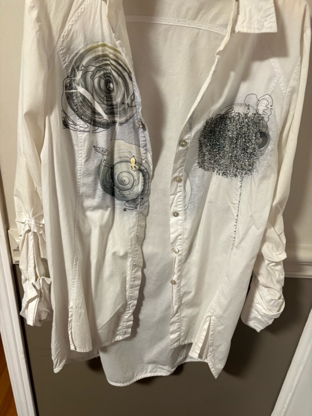 Elisa Cavaletti White Blouse with Branded Label